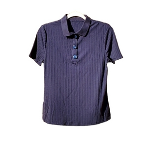 JNSQ‎ Button Front Neck Collar Navy Tee Top Size 8 NWT